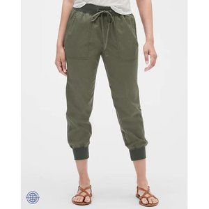 Gap Drawstring Joggers In Twill With Washwell, Green, Size XS